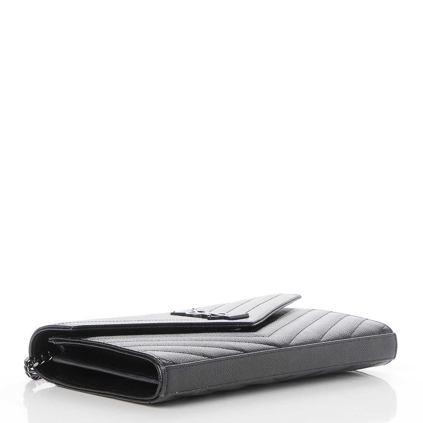 Grain De Poudre Matelasse Chevron Monogram Chain Wallet Black