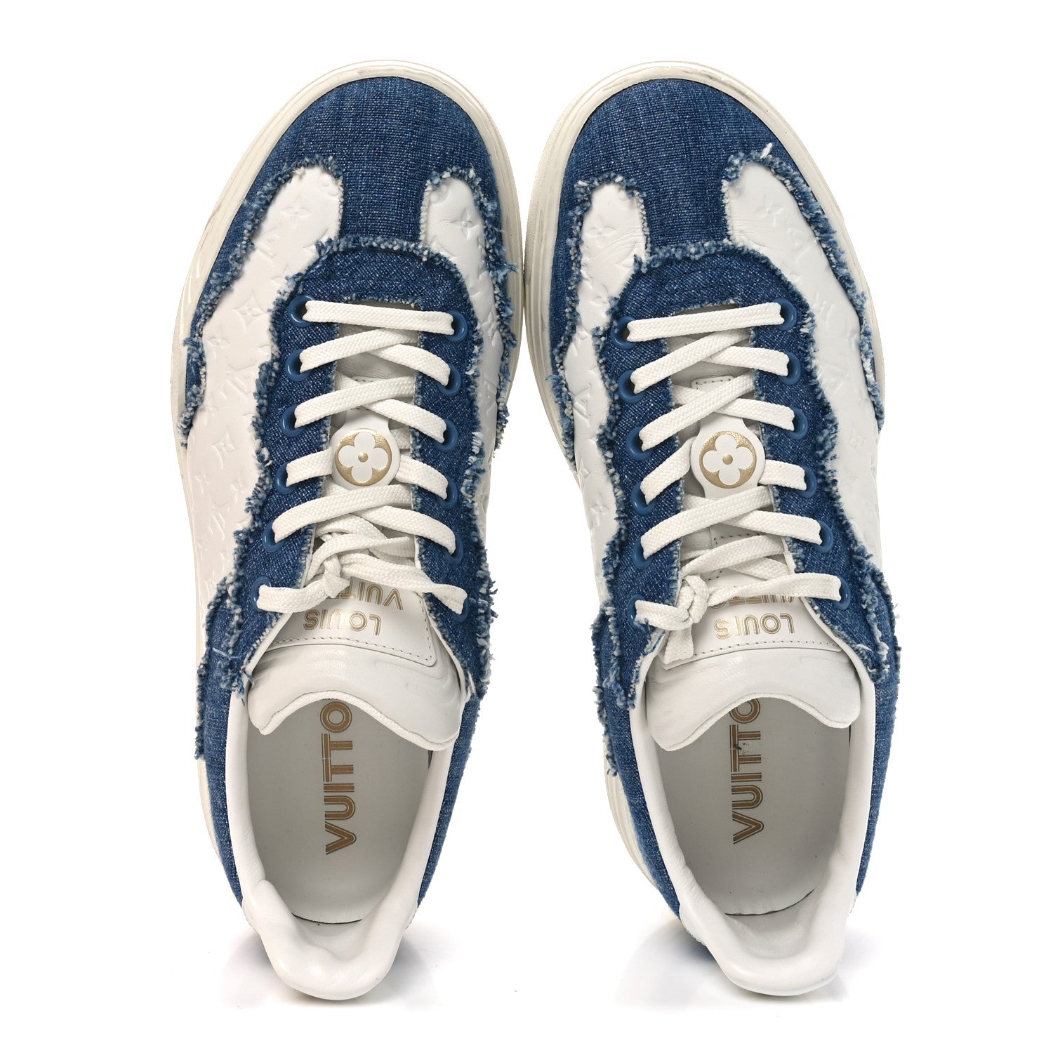 Louis Vuitton Denim Calfskin Embossed LV Groovy Platform Sneakers