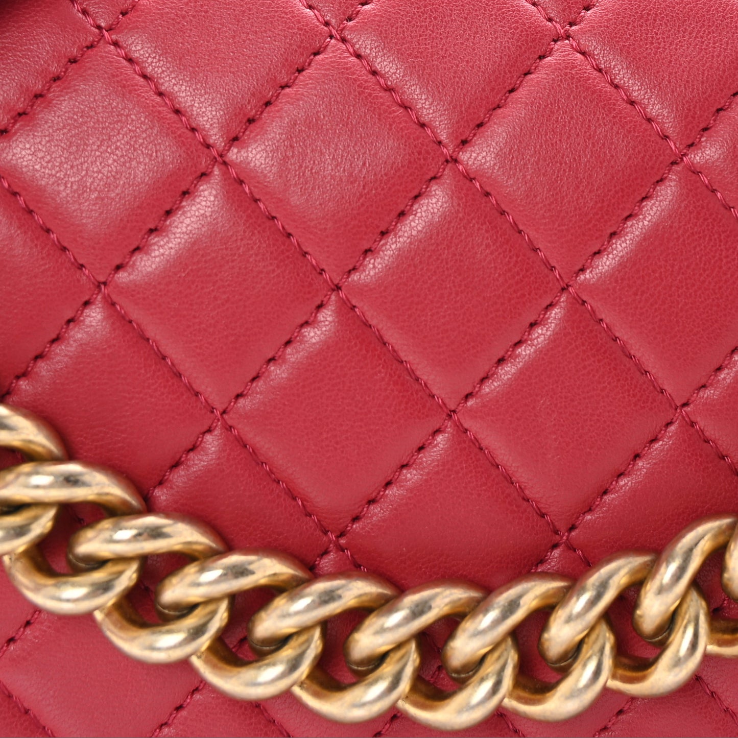 Lambskin Quilted Medium Boy Flap Dark Pink