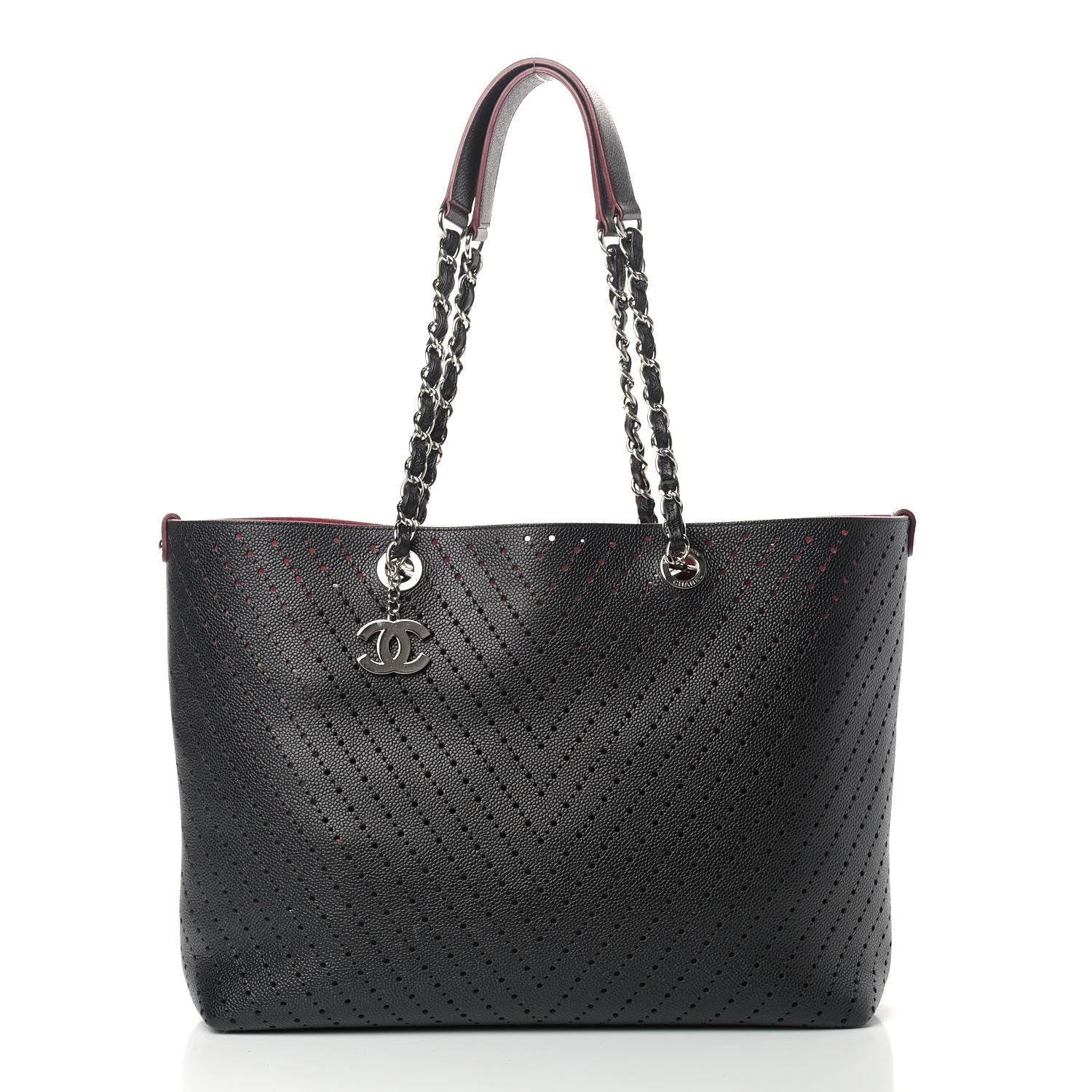 Chanel Perforated Grained Calfskin Large Shopping Tote Black 3 of 10
