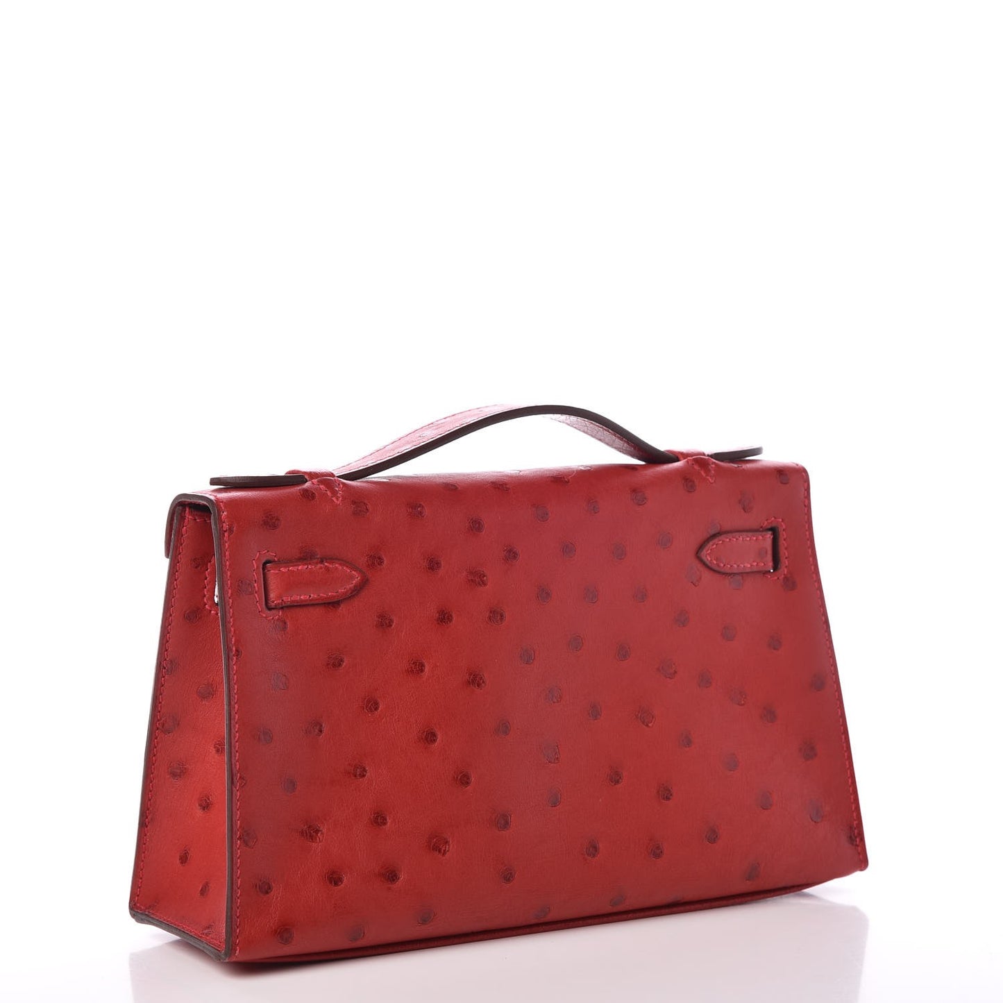 Ostrich Kelly Pochette Rouge Vif