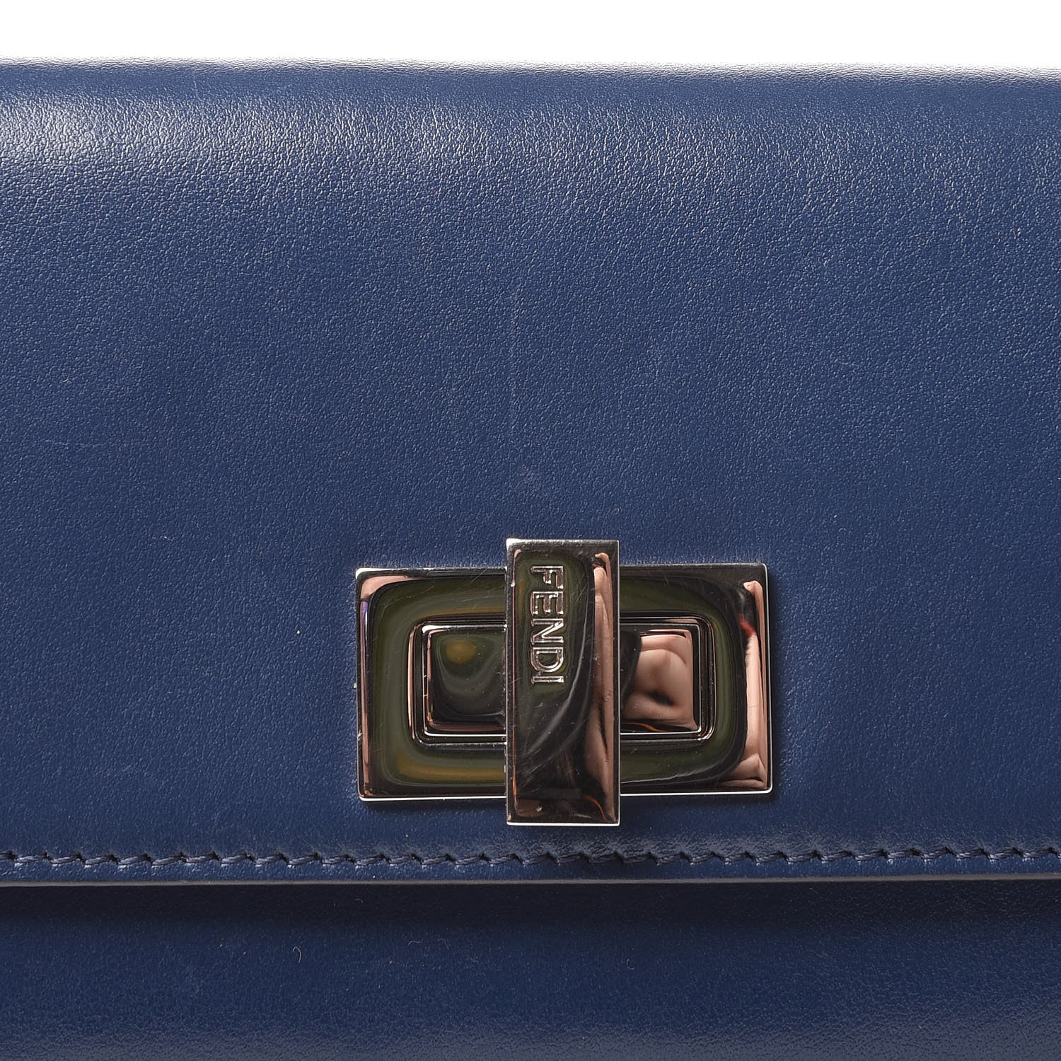 Fendi Vitello Century Bi-Color Peekaboo Continental Wallet Blue Carbone 9 of 11