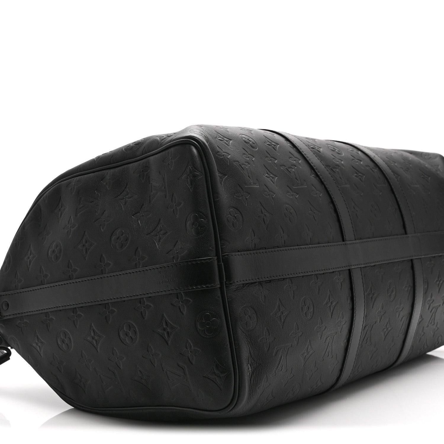 Louis Vuitton Calfskin Shadow Monogram Keepall Bandouliere 50 Black 7 of 8