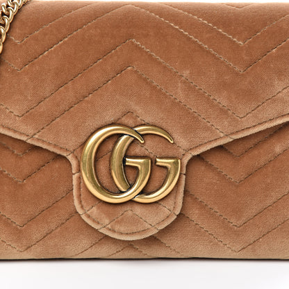 Gucci Velvet Matelasse GG Marmont Chain Wallet Taupe 11 of 12