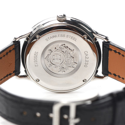 Hermes Stainless Steel Alligator Diamond 25mm Slim d'Hermes Quartz Watch Noir 7 of 10