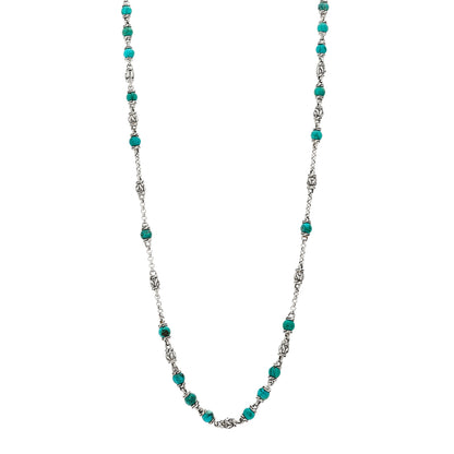 John Hardy Sterling Silver Turquoise Classic Chain Bead Necklace 1 of 4
