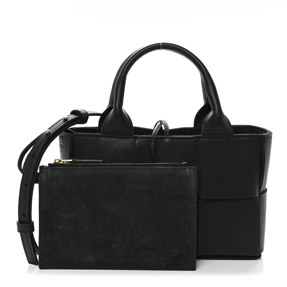 Bottega Veneta Grained Calfskin Intrecciato Mini Arco Tote Black 3 of 14