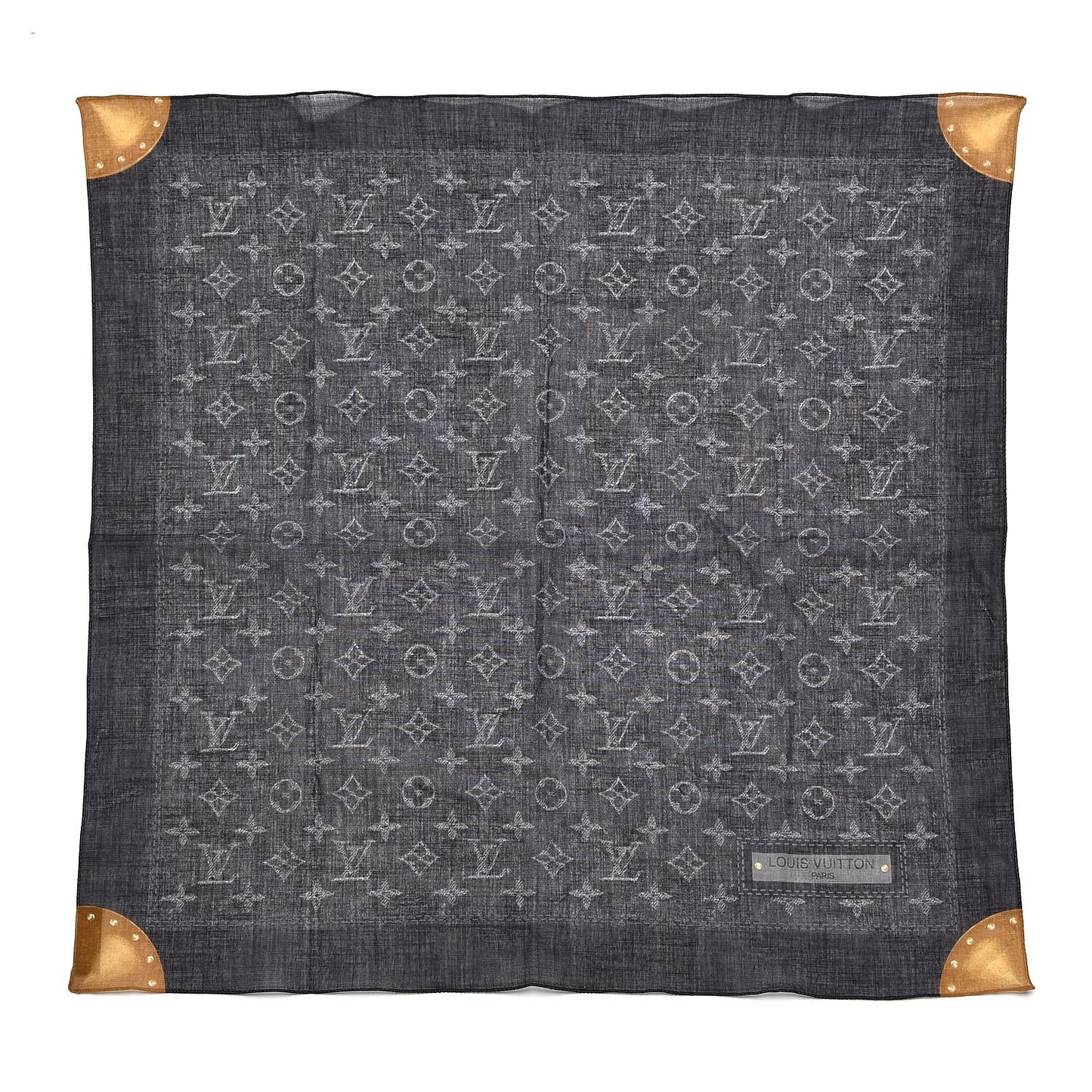 Cotton Denim Monogram Scarf Black