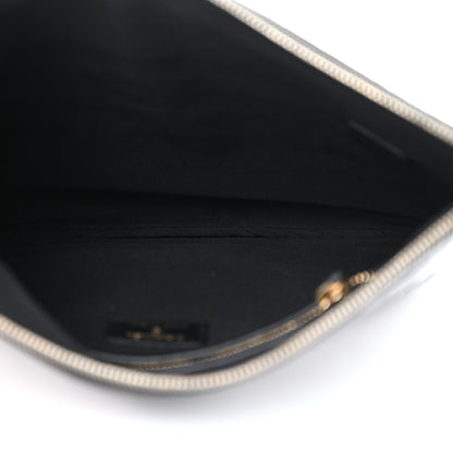 Chanel Calfskin Crocodile Embossed Cocodile Medium Cosmetic Case Black Gold 5 of 7