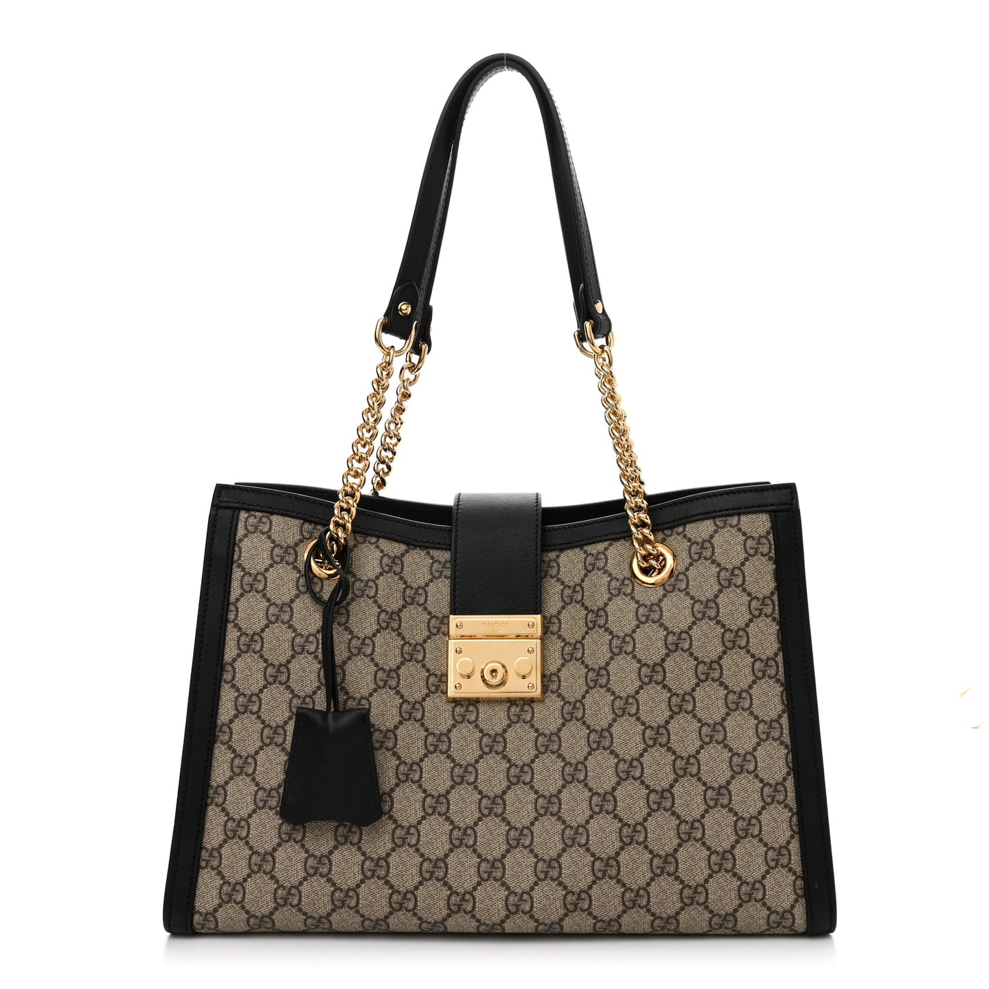 GG Supreme Monogram Medium Padlock Tote Black