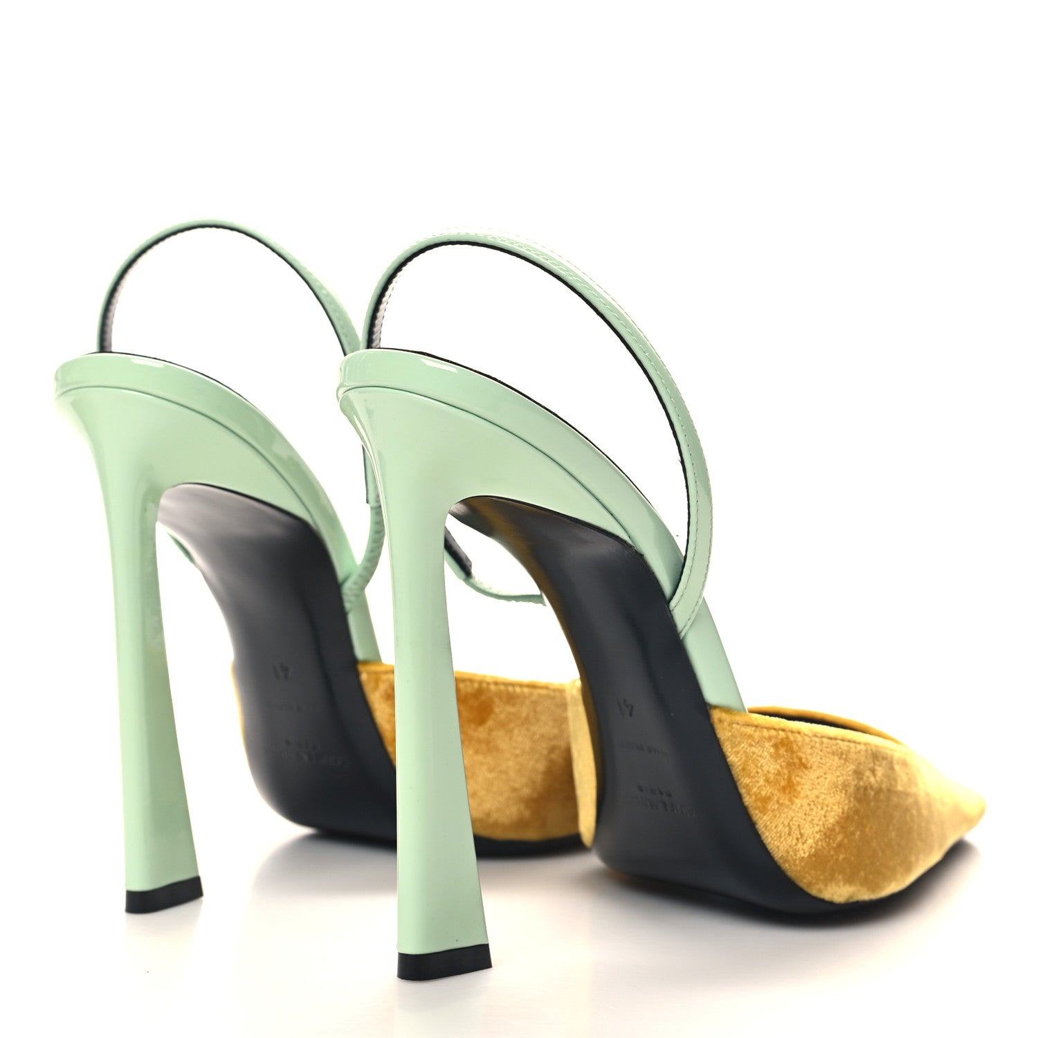 Saint Laurent Velvet Blade 105 Slingback Pumps 41 Yellow Seaf 4 of 9