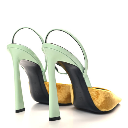 Saint Laurent Velvet Blade 105 Slingback Pumps 41 Yellow Seaf 4 of 9