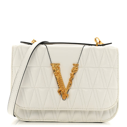 Versace Nappa Quilted Virtus Top Handle Shoulder Bag White 1 of 12
