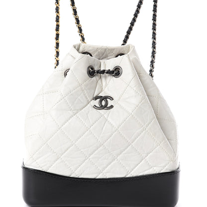 Chanel Aged Calfskin Quilted Small Gabrielle Backpack Black White 7 of 9