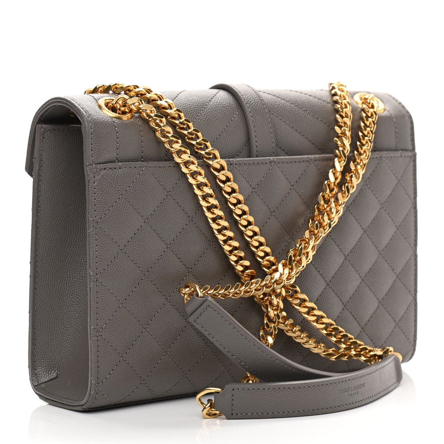 Grain De Poudre Textured Mixed Matelasse Medium Triquilt Monogram Satchel Fog