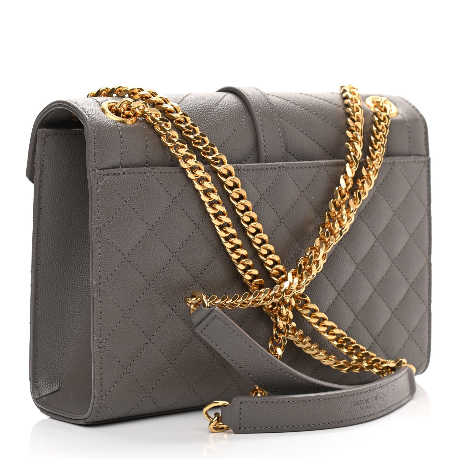 Saint Laurent Grain De Poudre Textured Mixed Matelasse Medium Triquilt Monogram Satchel Fog 3 of 11