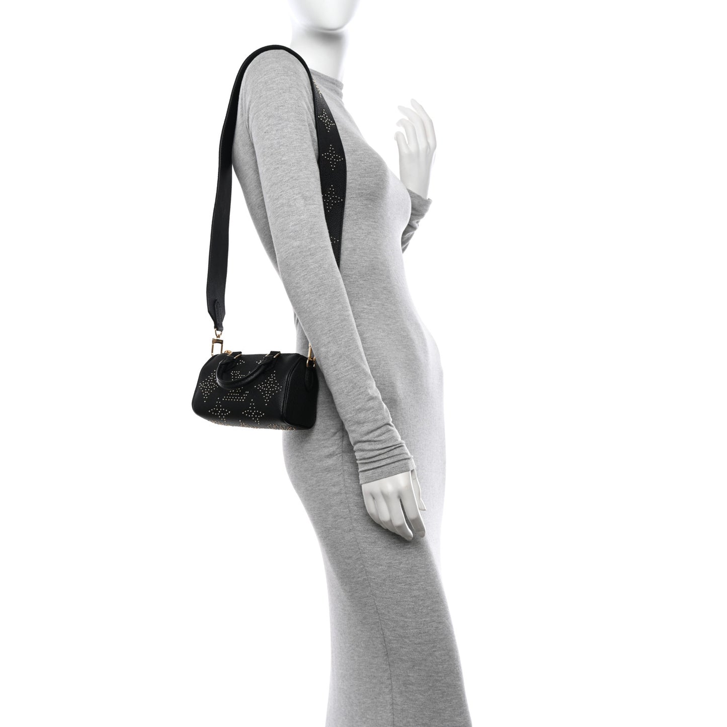 Grained Calfskin Studded Monogram Giant Nano Speedy Black