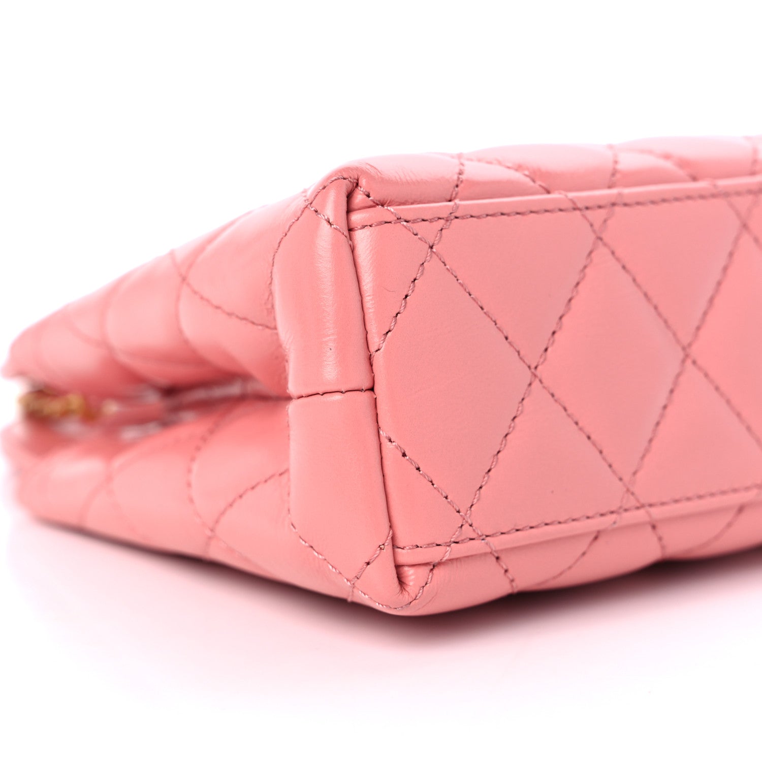 Chanel Shiny Aged Calfskin Quilted Nano Kelly Shopper Coral Pink 8 of 9