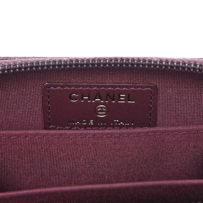 Chanel Caviar Quilted Boy Zip Around Coin Purse Wallet Dark Purple 6 of 8