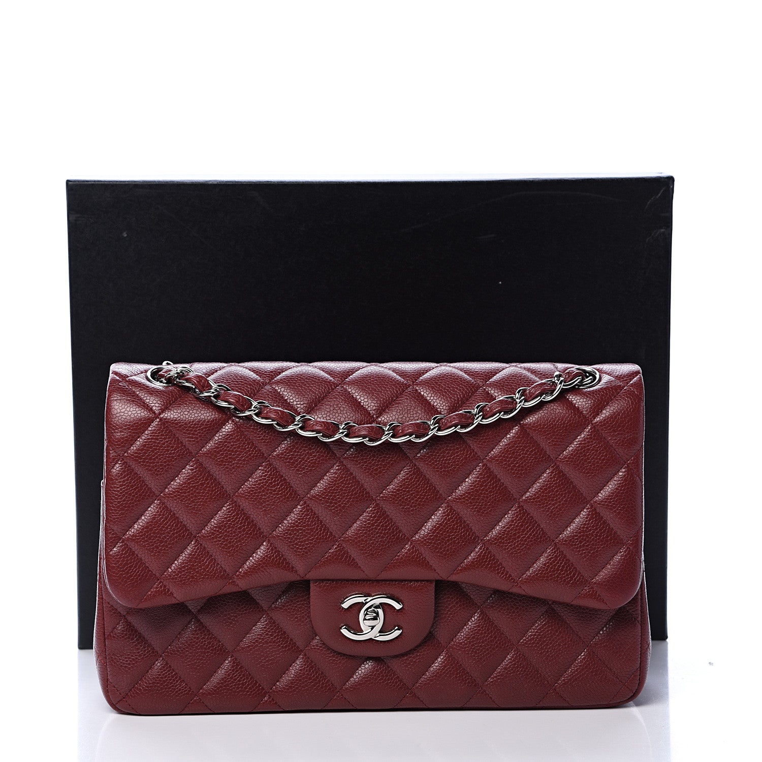 Chanel Caviar Quilted Jumbo Double Flap Dark Red 17 of 17