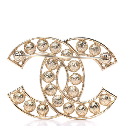 Chanel Pearl Crystal CC Brooch Gold Pearly White 3 of 5