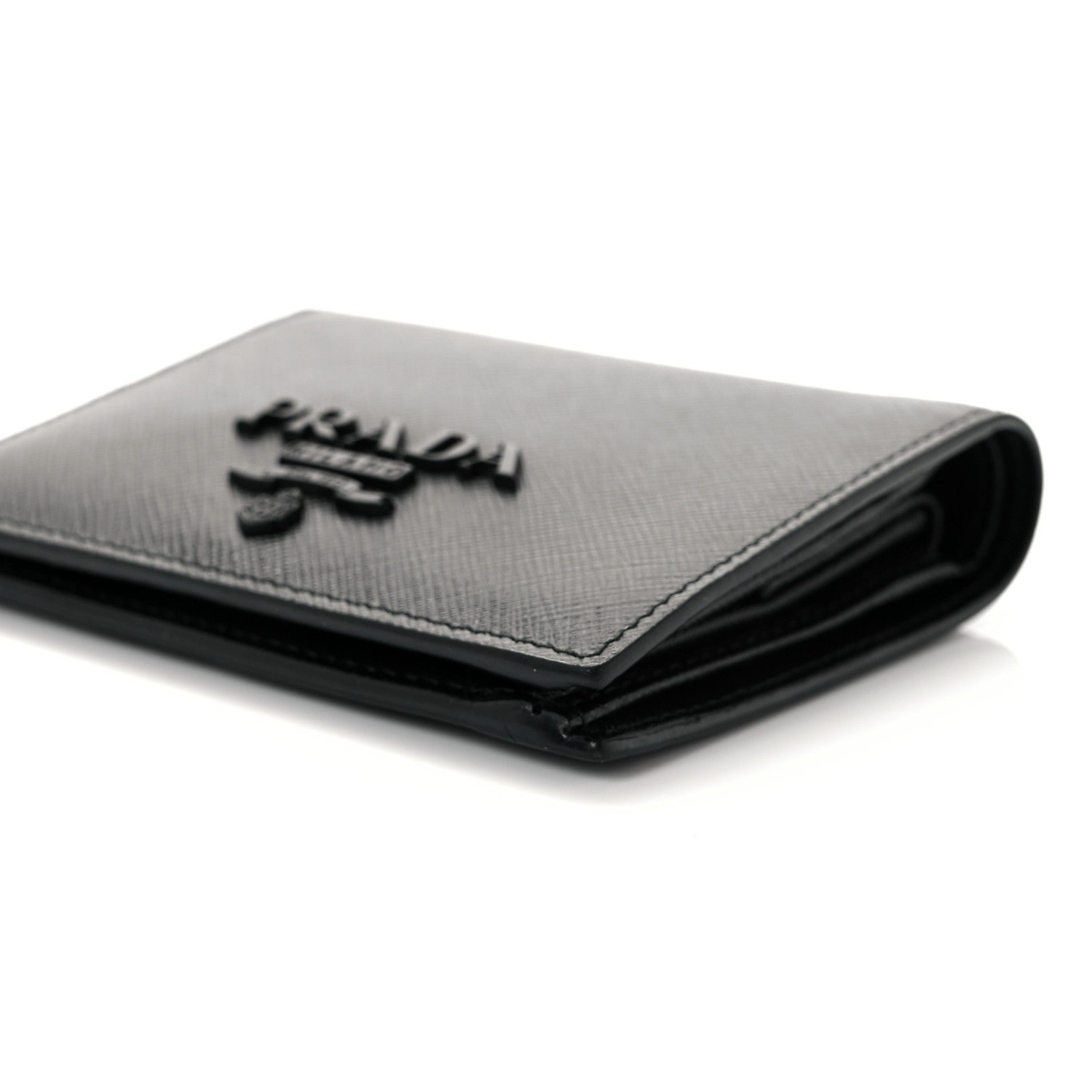 Prada Saffiano Shine Bi-Fold Wallet Black 7 of 8