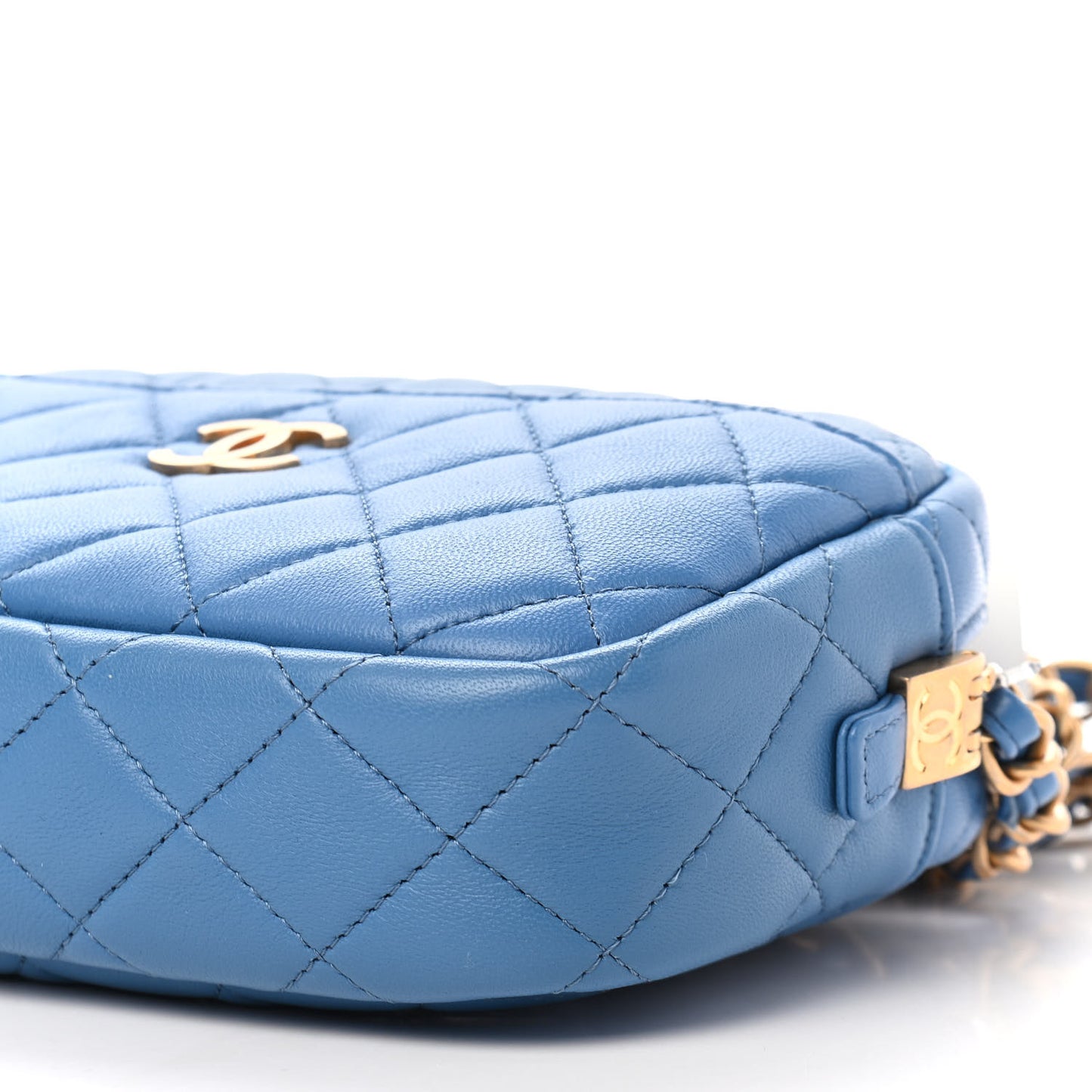Lambskin Quilted Camera Case Blue