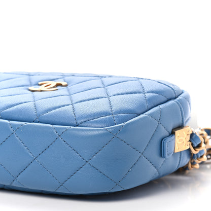 Chanel Lambskin Quilted Camera Case Blue 9 of 9
