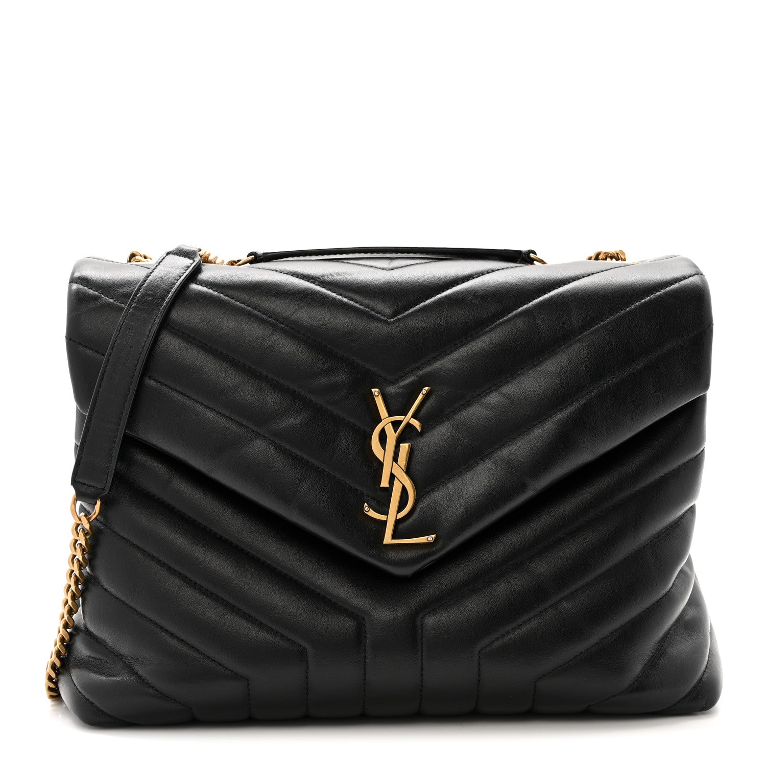 Saint Laurent Calfskin Y Quilted Monogram Medium Loulou Chain Satchel Black 1 of 13