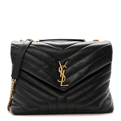 Saint Laurent Calfskin Y Quilted Monogram Medium Loulou Chain Satchel Black 1 of 13