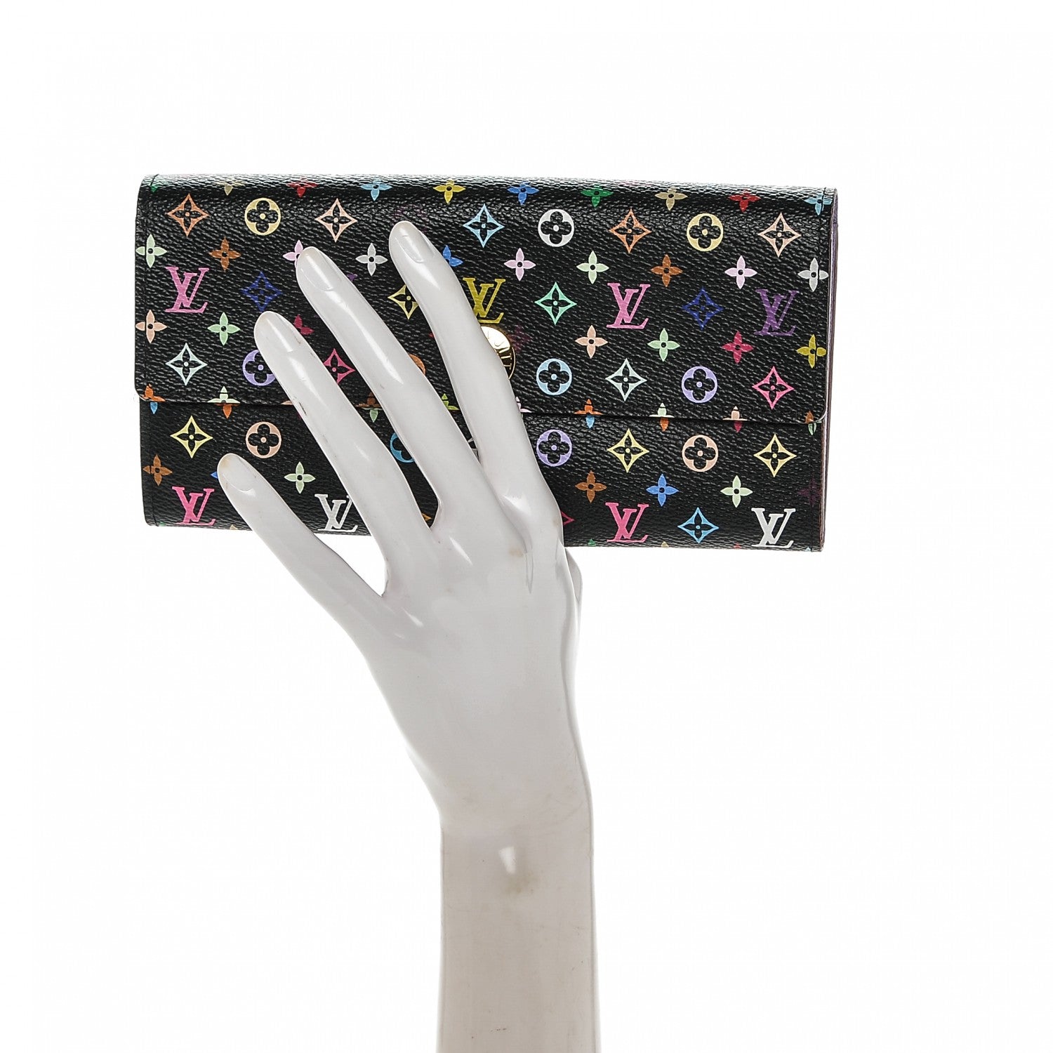 Louis Vuitton Monogram Multicolor Sarah Wallet Black Violet 2 of 7
