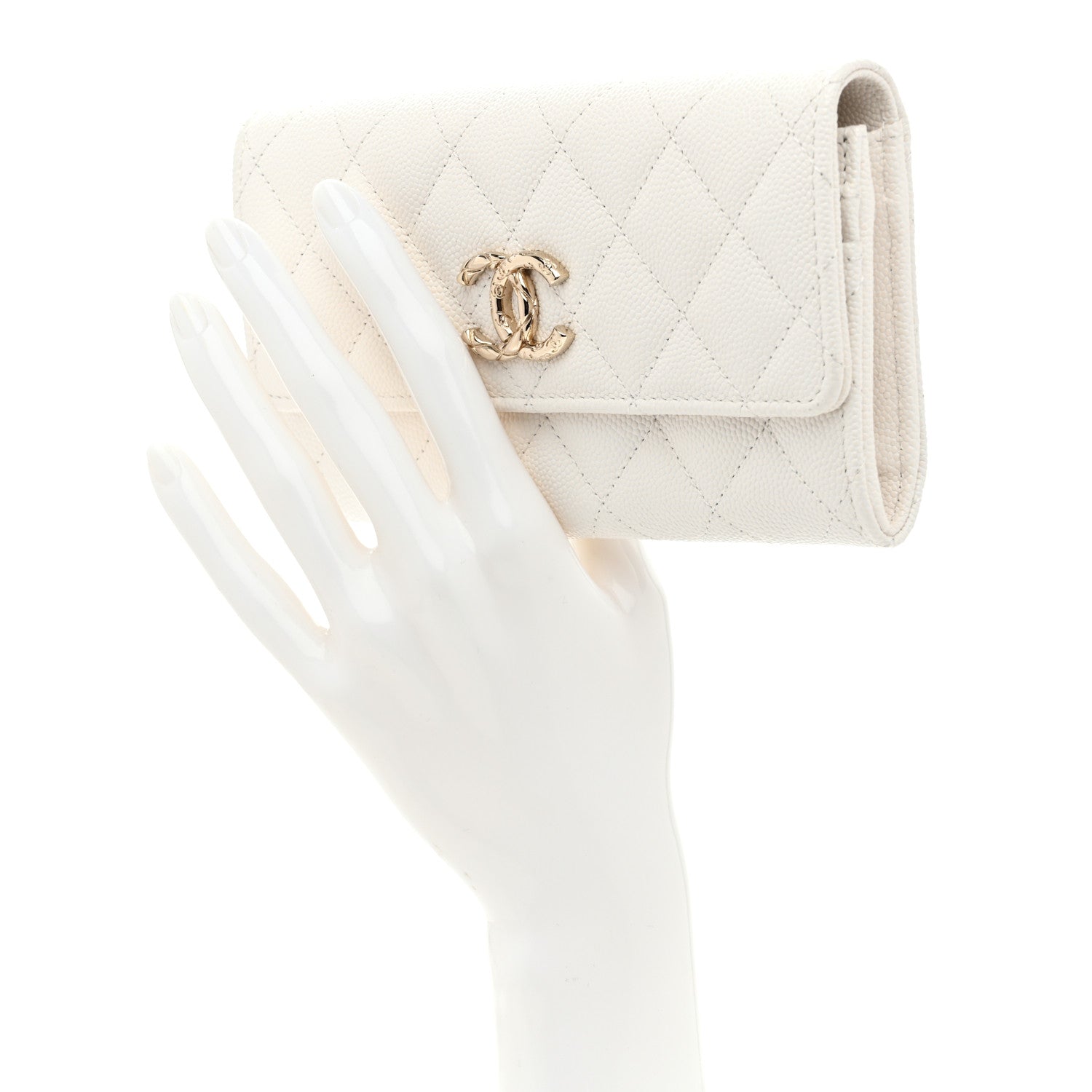 Chanel Caviar Quilted CC Medium Flap Wallet White 2 of 9