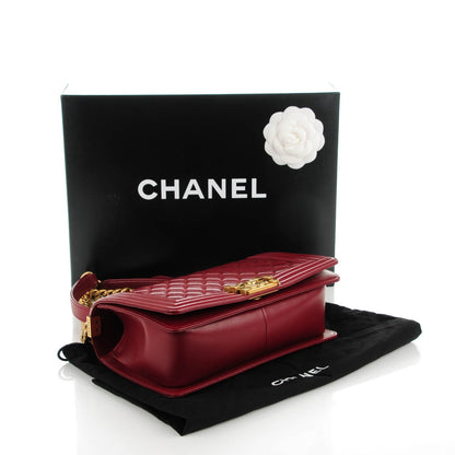 Chanel Lambskin Quilted Medium Boy Flap Dark Red 4 of 9