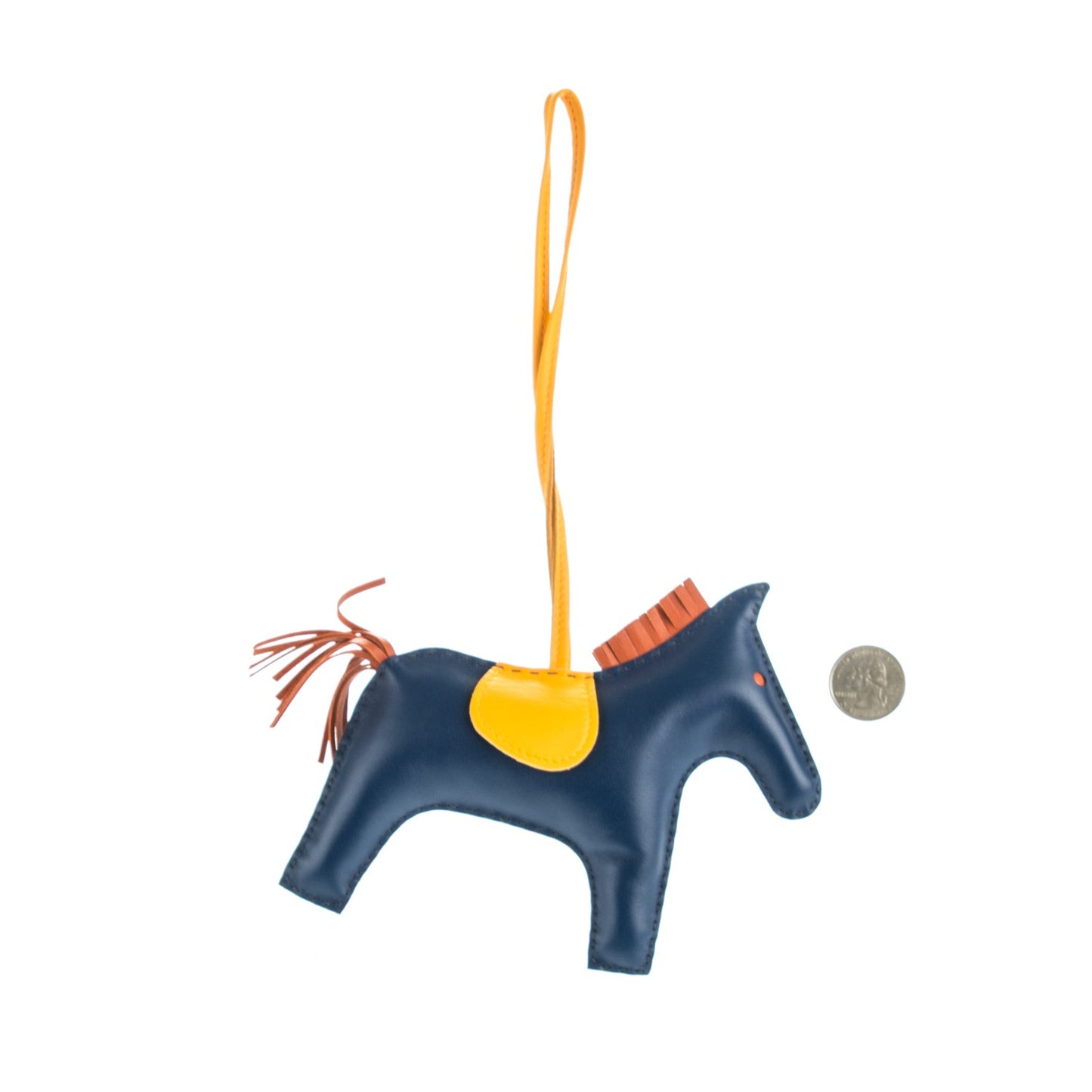 Milo Lambskin Grigri Rodeo Horse Bag Charm GM Bleu de Malte Cornaline Jaune D'Or