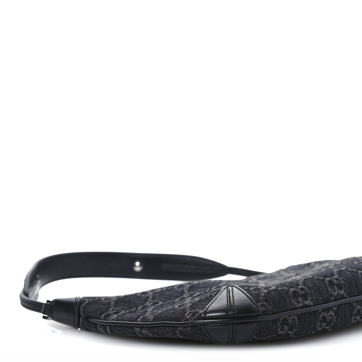 Gucci Jacquard Black Denim GG Monogram Horsebit Slim Small Shoulder Bag Black Grey 10 of 12