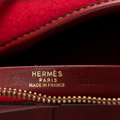 Hermes Felt Barenia Feu2Dou Travel Bag Rouge Vif Rouge H 5 of 10