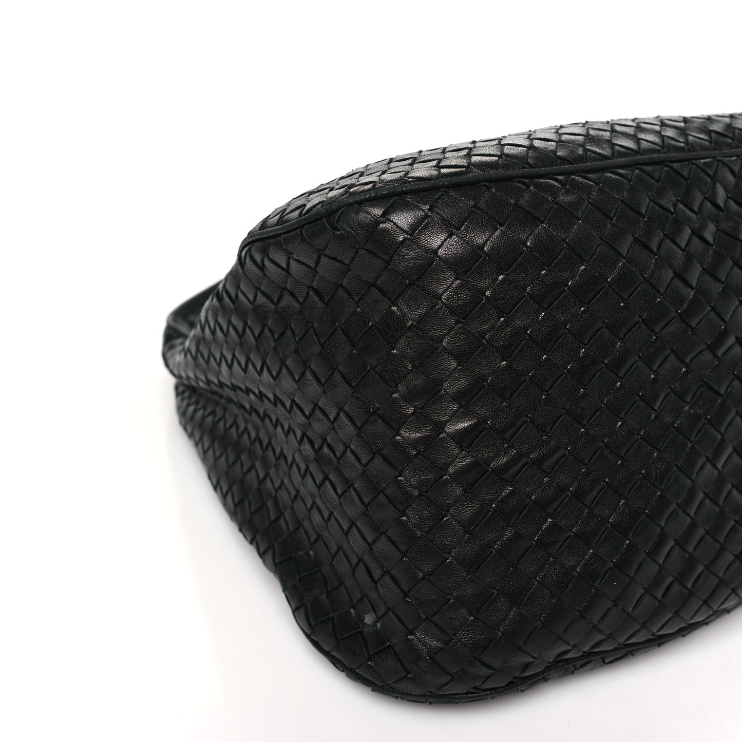 Nappa Intrecciato Drawstring Hobo Bag Black