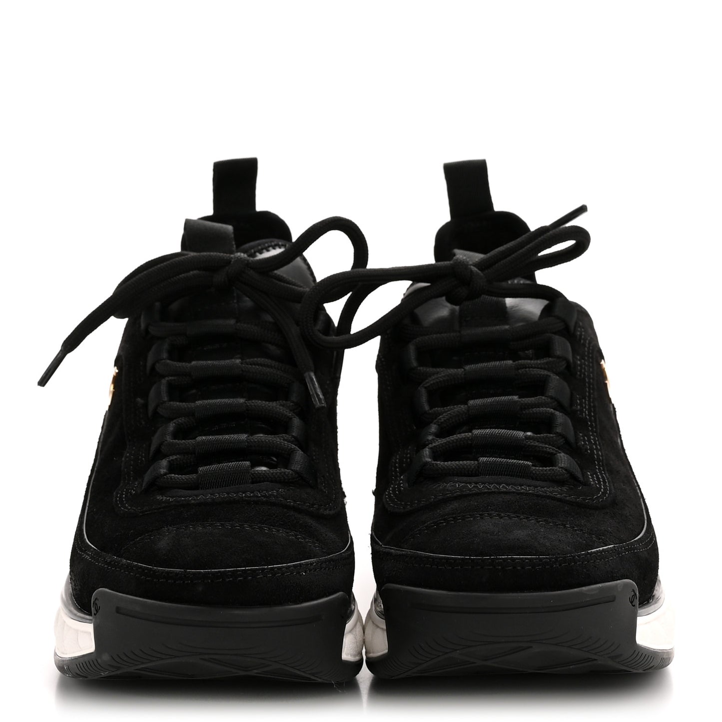 Suede Calfskin Nylon Grosgrain CC Sneakers 37.5 Black