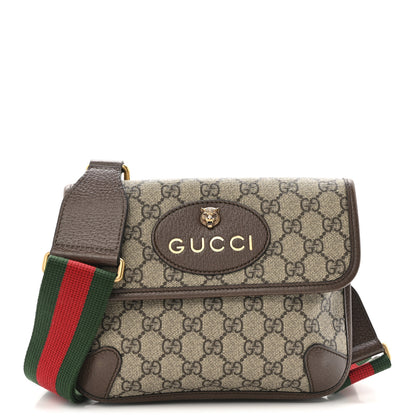 Gucci GG Supreme Monogram Web Small Neo Vintage Double Flap Messenger Bag Beige New Acero 1 of 16