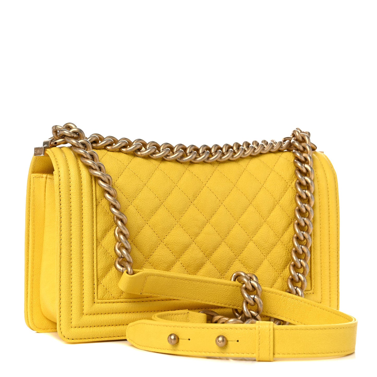 Caviar Quilted Medium Boy Flap Yellow
