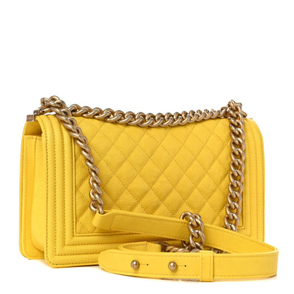 Chanel Caviar Quilted Medium Boy Flap Yellow 2 of 9