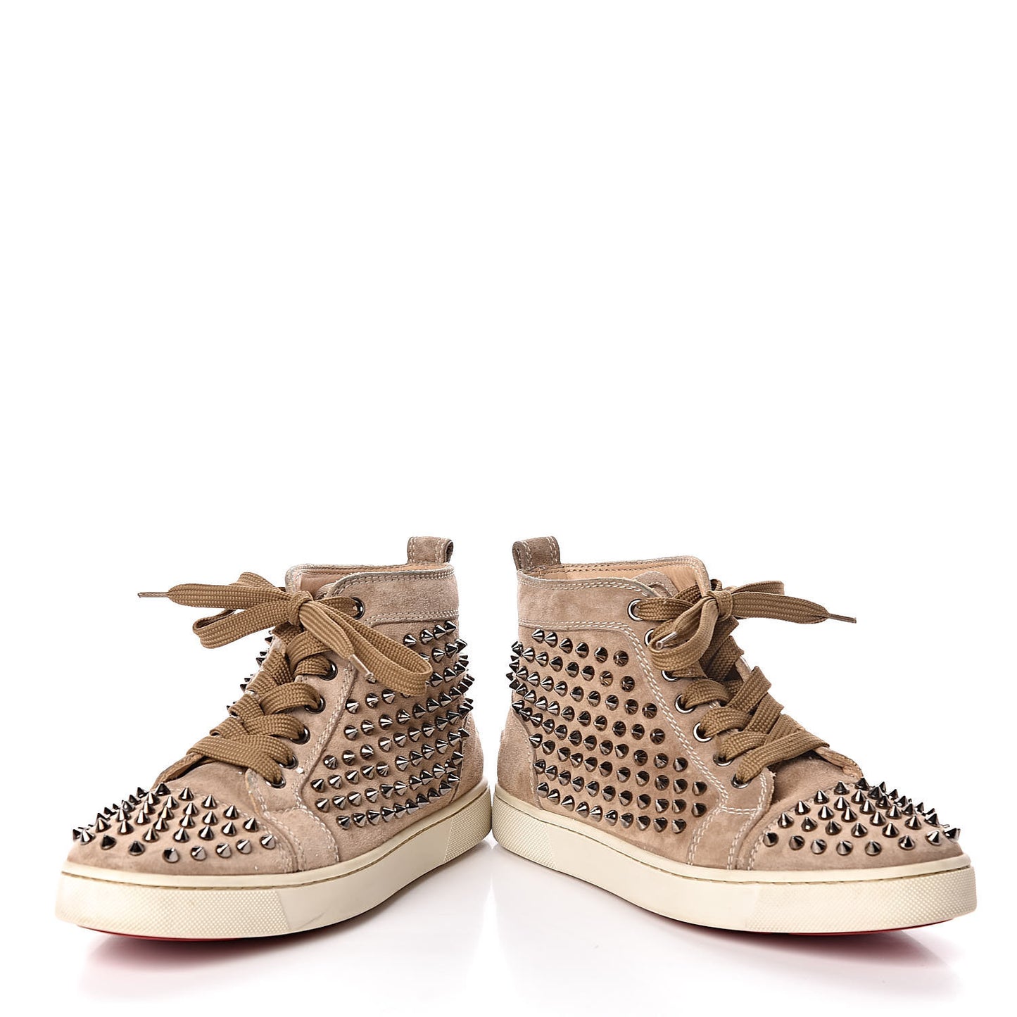 Veau Velours Womens Louis Spikes Flat Sneakers 37.5 Beige