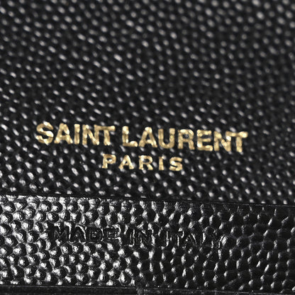 Saint Laurent Grain De Poudre Matelasse Chevron Monogram Chain Wallet Black 7 of 10
