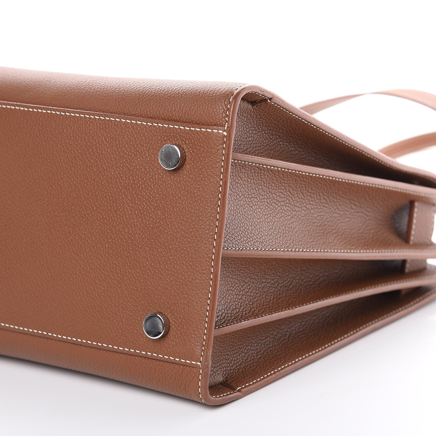Saint Laurent Grained Calfskin Topstitch Small Sac De Jour Cognac 9 of 10