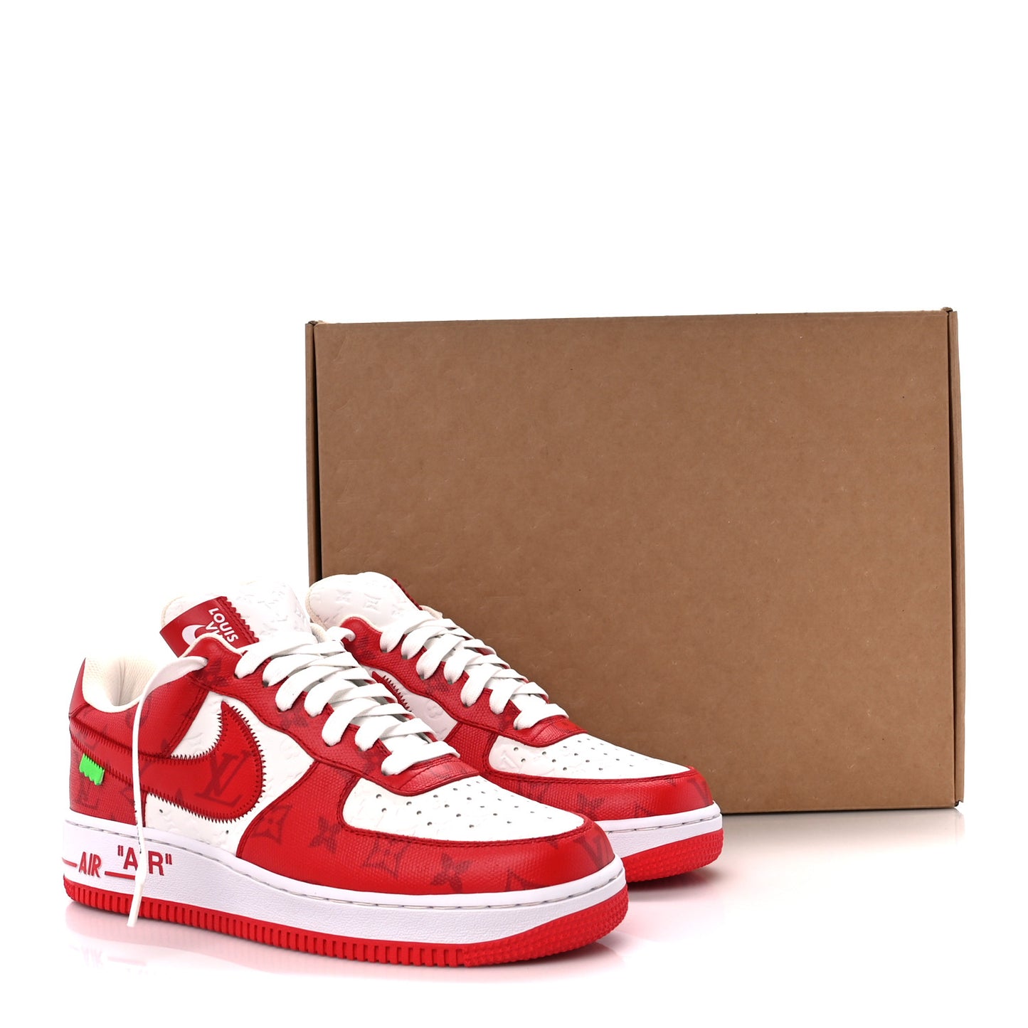 X NIKE AIR FORCE 1 Calfskin Monogram Mens Sneakers 8 Red