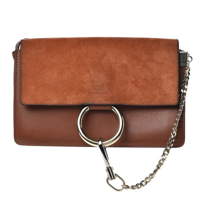 Chloe Suede Calfskin Small Faye Shoulder Bag Tobacco 1 of 8