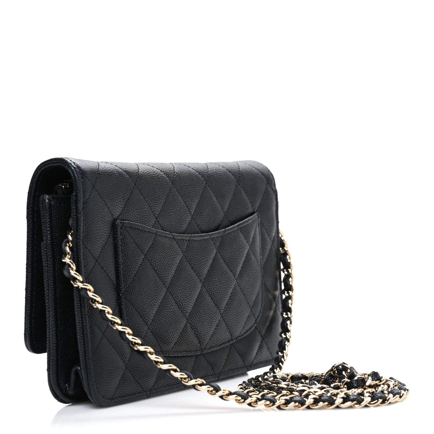 Chanel Shiny Caviar Enamel Quilted CC Wallet On Chain WOC Black 3 of 11