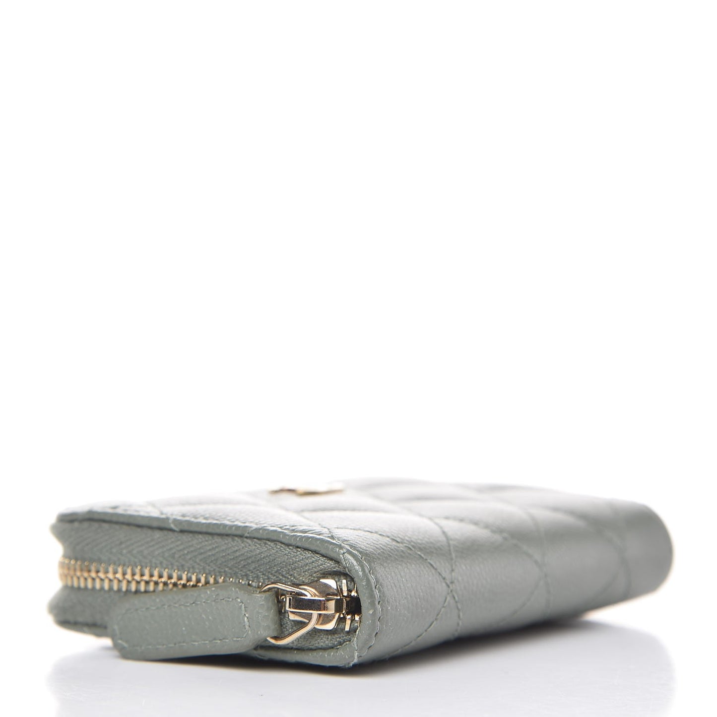 Iridescent Caviar Quilted Zip Coin Purse Green