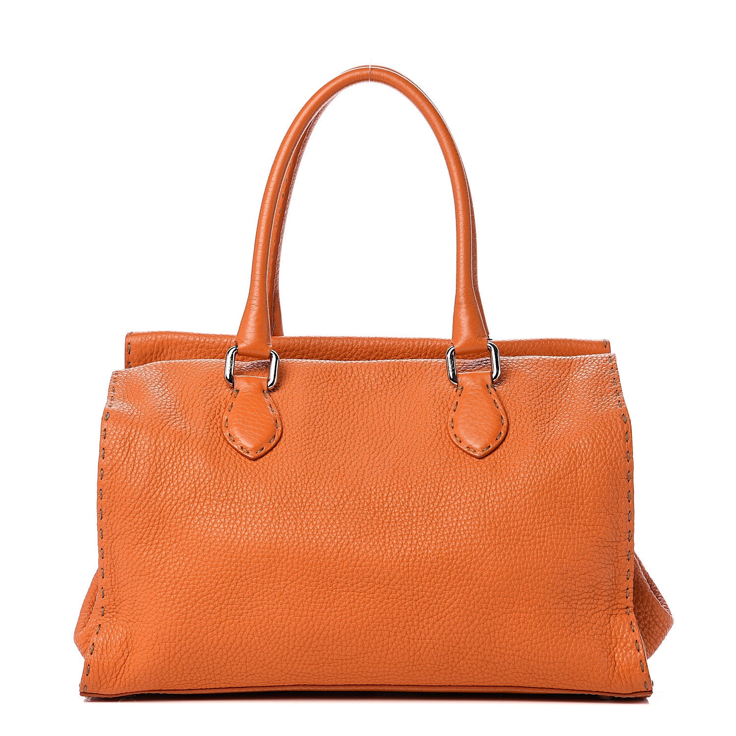 Fendi Calfskin Romano Selleria Firenze Frame Bag Orange 1 of 9