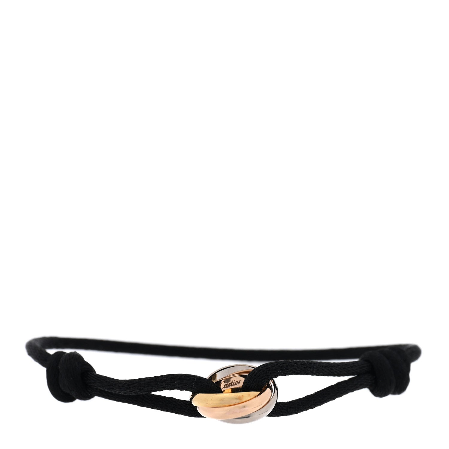 Cartier 18K Pink Yellow White Gold Trinity Adjustable Cord Bracelet Black 1 of 4